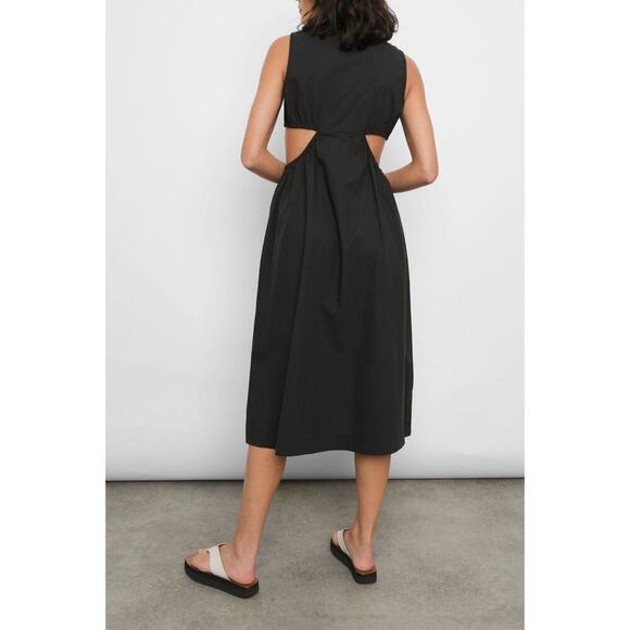 RAILS Rizo Midi Dress Size Small Black Cutout Poplin - Picture 7 of 16